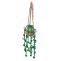 Hanging Plant, green leaves, purple flowers