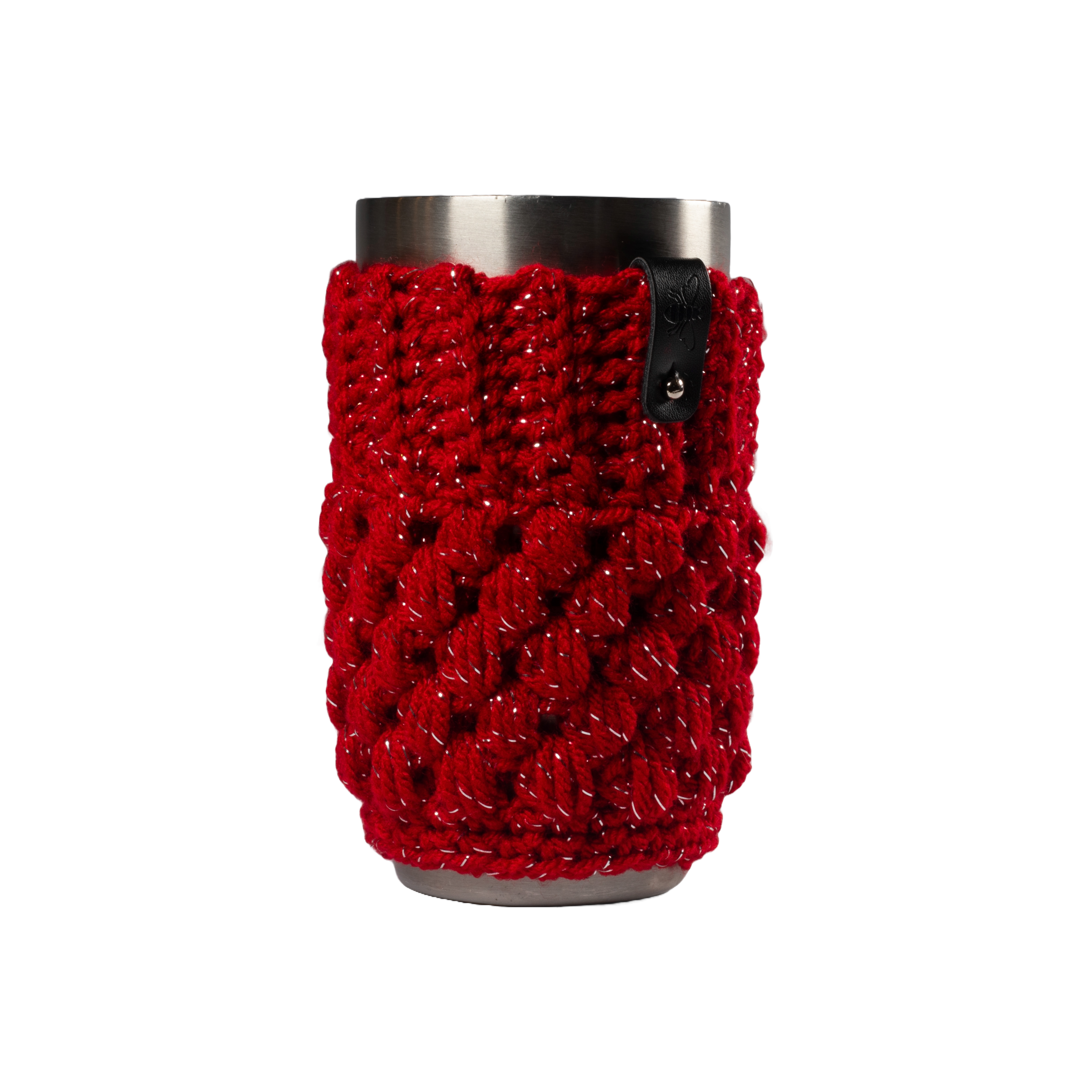 Red sparkly drink koozie