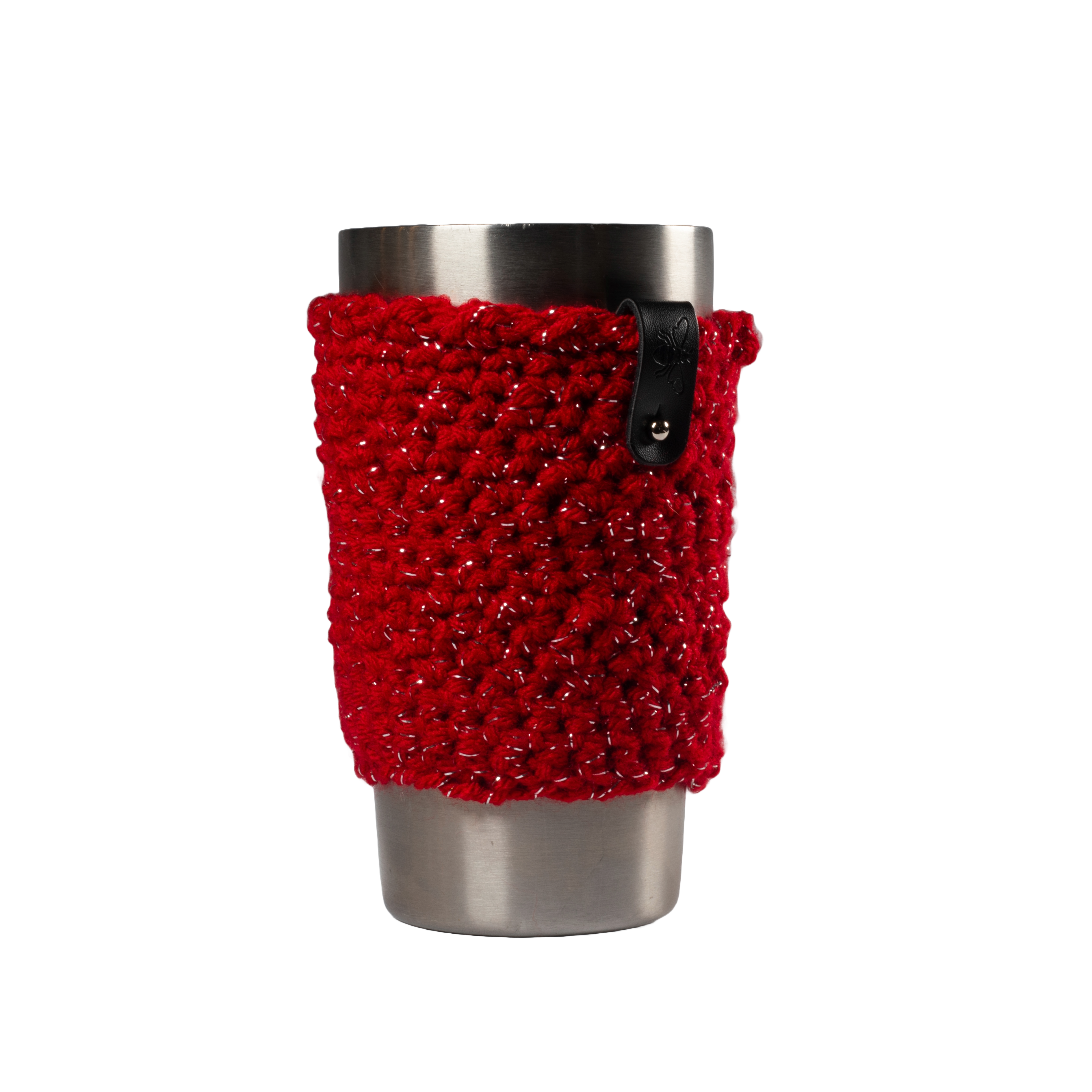 Red simple sparkly drink koozie