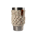 White multi colored drink koozie
